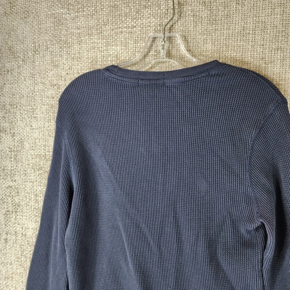POLO Ralph Lauren Waffle Knit Long Sleeve‎ Top Shirt Mens *S-M Navy Blue Stretch